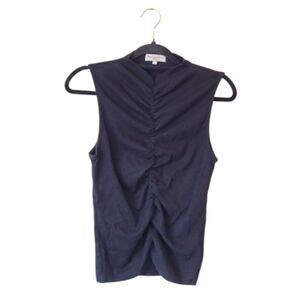 Michael Stars Women's Black Ruched Front Sleeveless Blouse Size M